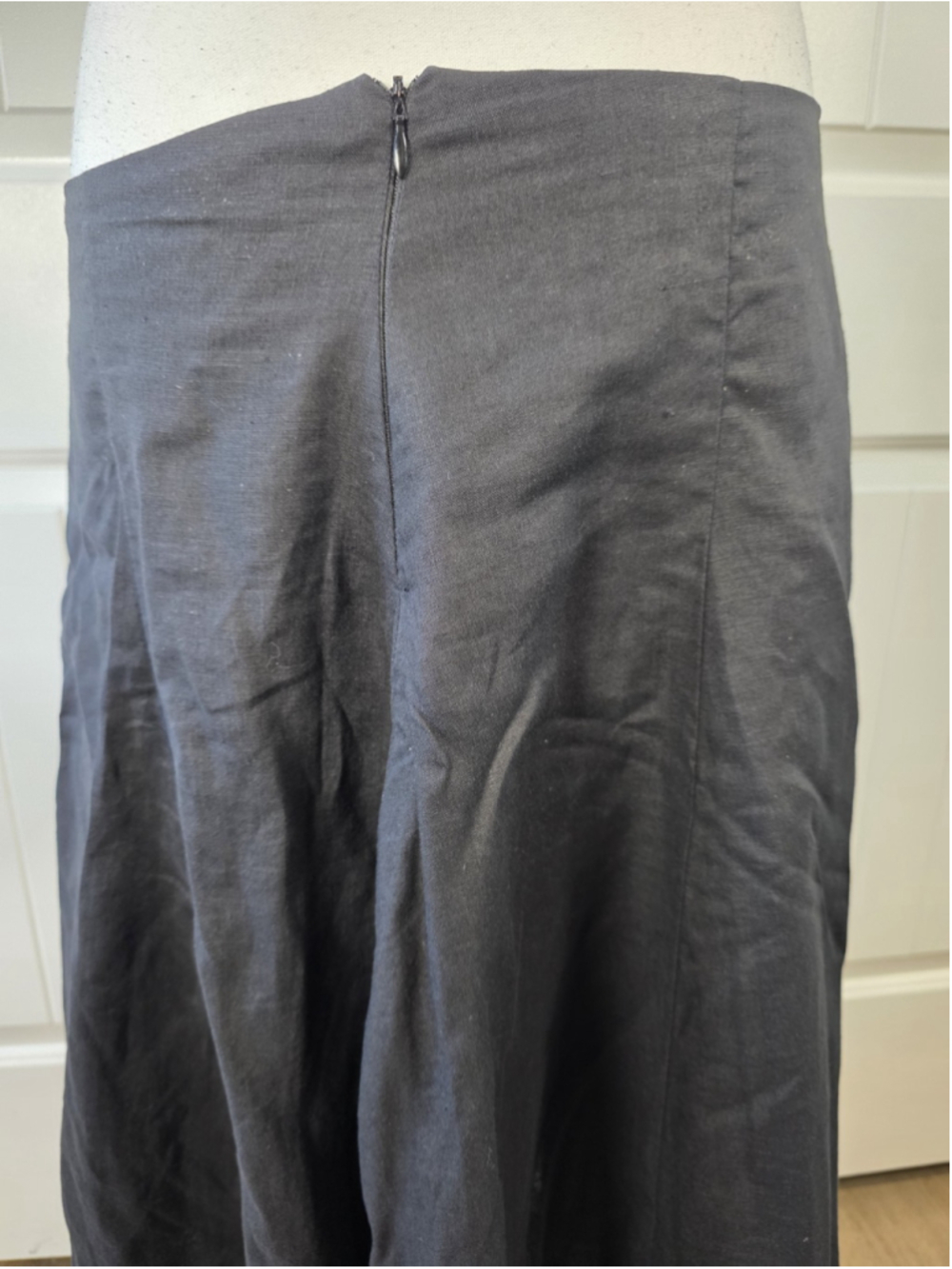 ELM by Matthildur Black Linen Blend Bubble Hem Midi Skirt Size 2 Lagenlook Artsy - Picture 8 of 12